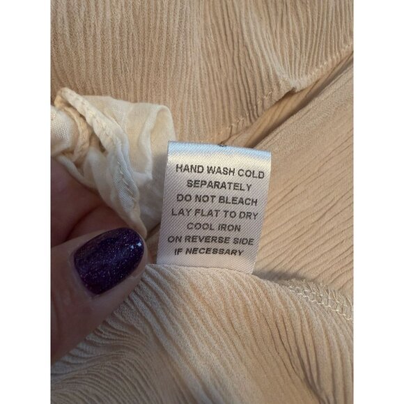 Anthropologie Mable Tiered Women’s V-Neck Short Dress Size S Neutral Preppy Tan - Picture 8 of 11